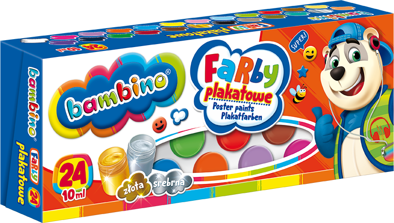 Farby plakatowe Bambino 24kol. 10ml. St.Majewski